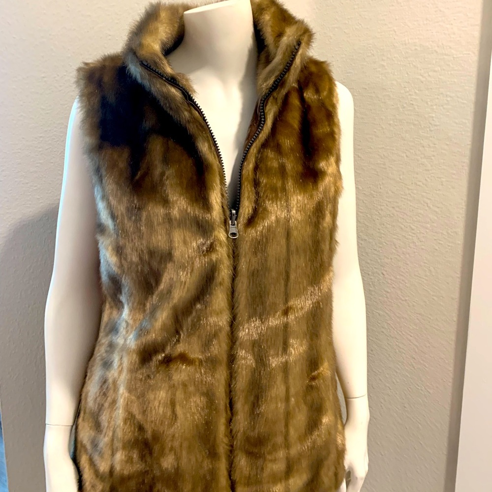Faux Mink Zip Up Vest